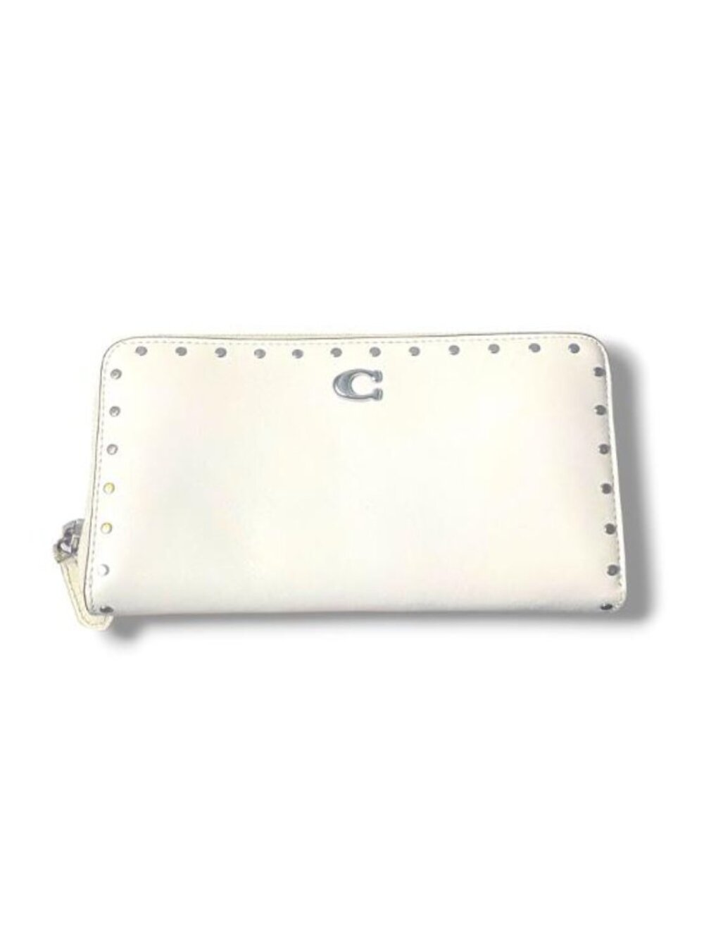 COACH - C Essential Slim WHITE LEATHER Accordion Zip Wallet